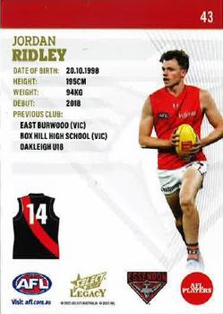 2023 Select AFL Legacy #43 Jordan Ridley Back